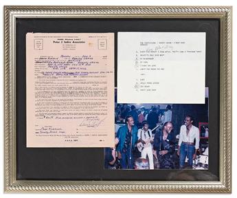 (ENTERTAINMENT--MUSIC.) Group of 4 framed displays of Temptations / David Ruffin memorabilia, including signed checks and a contract.